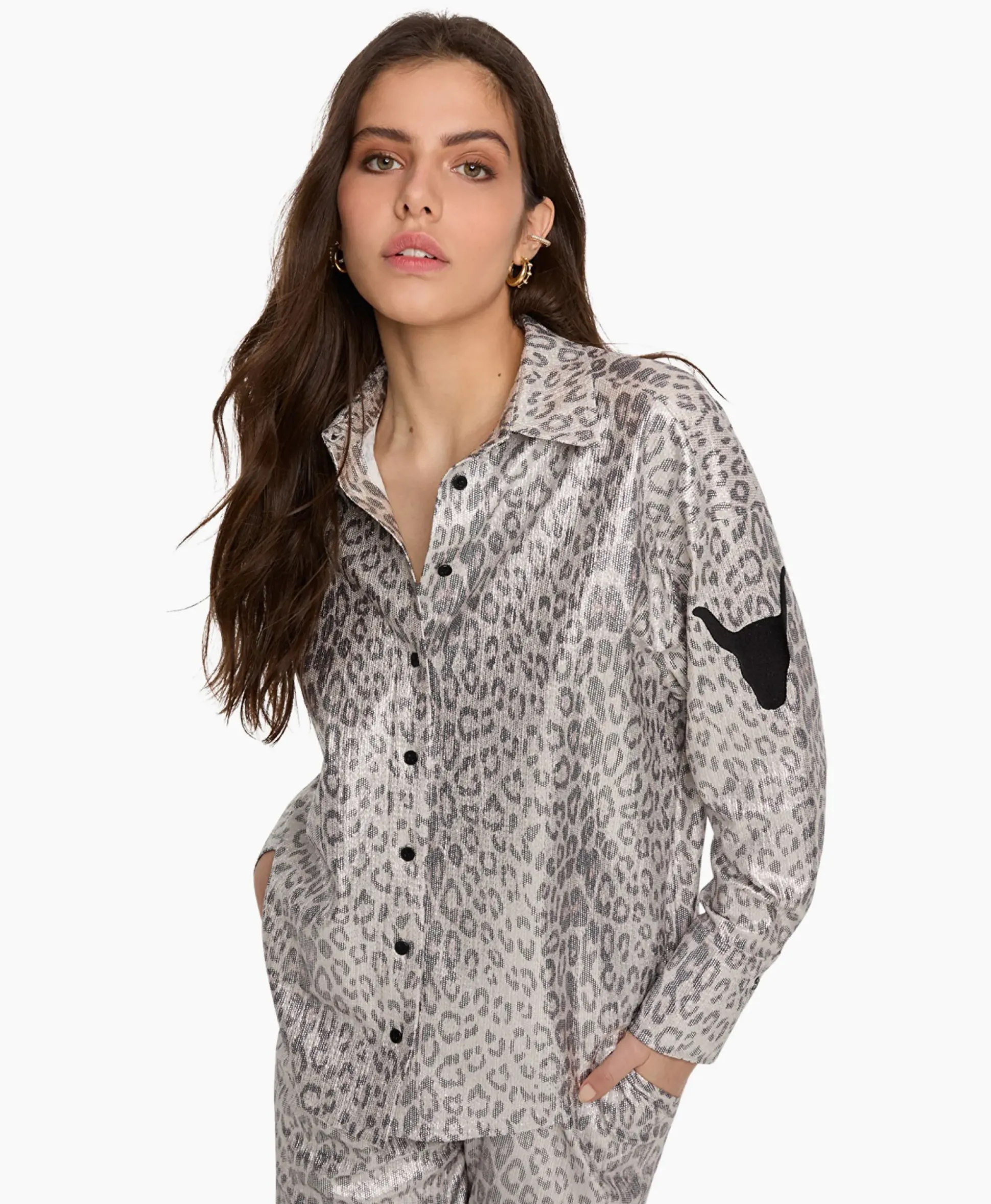 Alix The Label Blouse Knitted Leopard Zilver