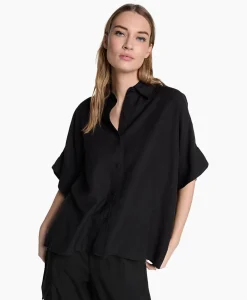 Alix The Label Blouse Woven Linen Oversized Zwart