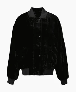 Alix The Label Bomberjack Ladies Woven Oversized Velvet Zwart
