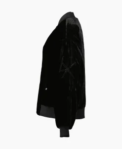 Alix The Label Bomberjack Ladies Woven Oversized Velvet Zwart