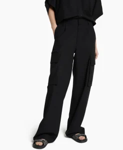 Alix The Label Cargobroek Woven Linen Cargo Zwart