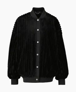 Alix The Label Jack Woven Rib Fur Bomber Zwart