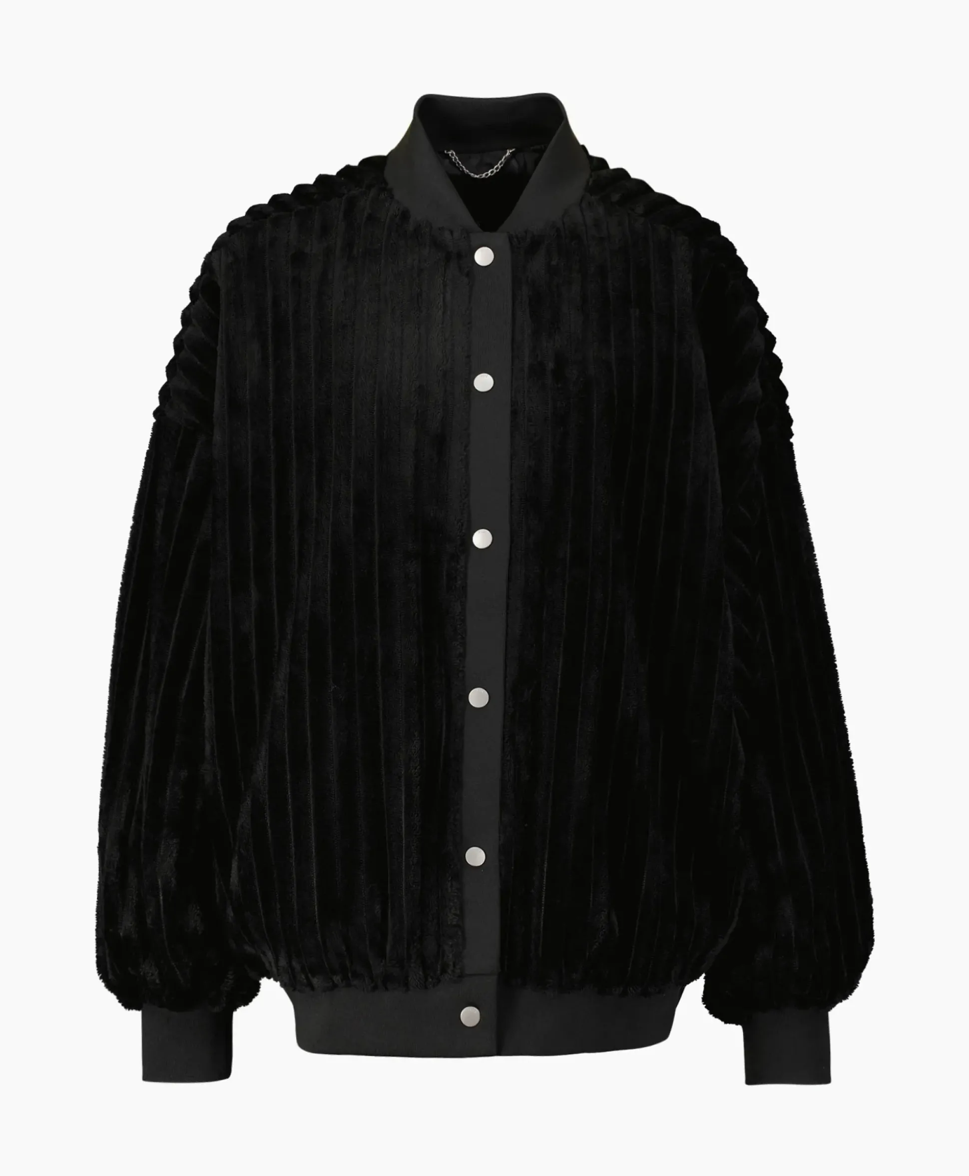 Alix The Label Jack Woven Rib Fur Bomber Zwart