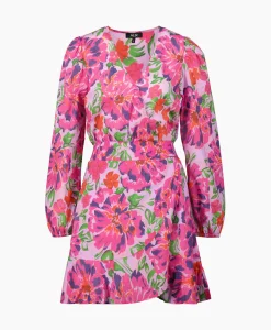 Alix The Label Jurk Ladies Woven Painted Flower Broderie Dress Print + 2 Kleurig