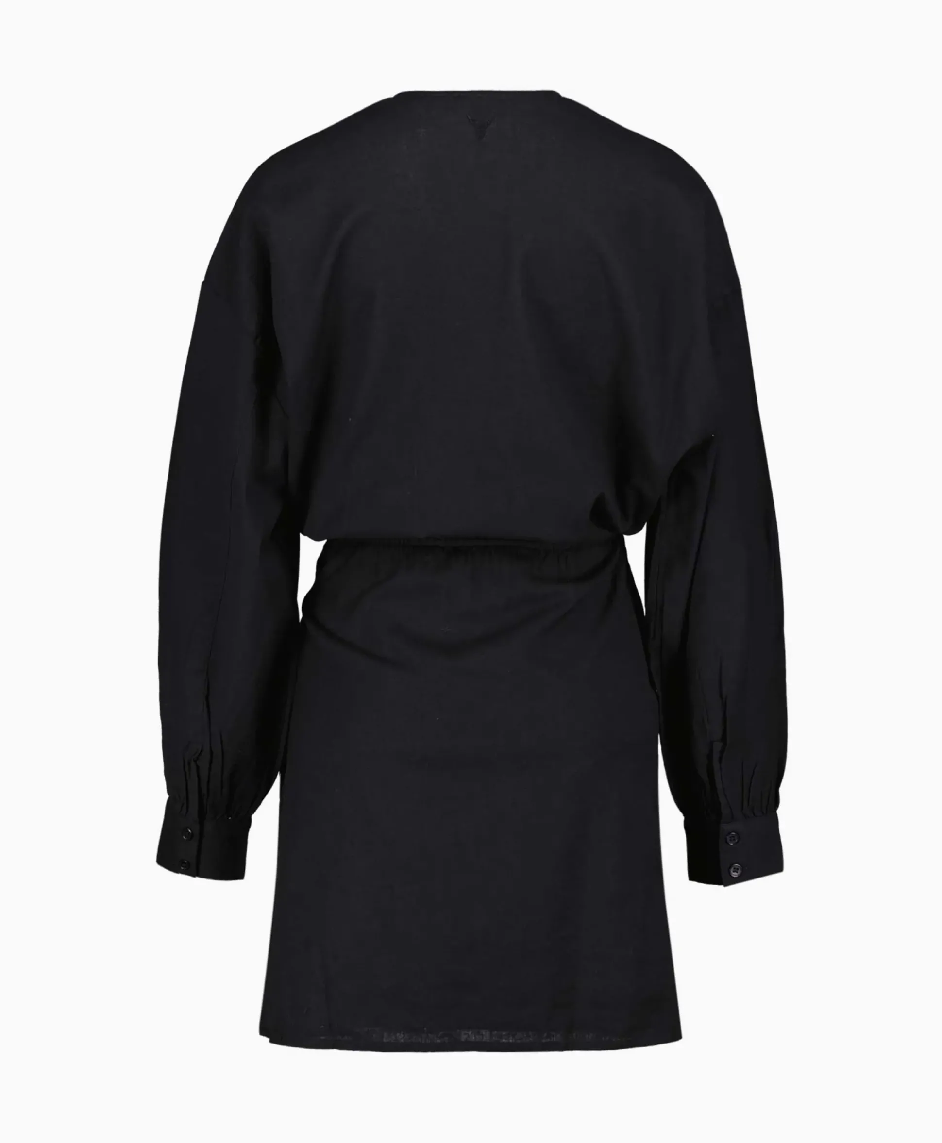 Alix The Label Jurk Ladies Woven Linen Look Wrap Dress Zwart