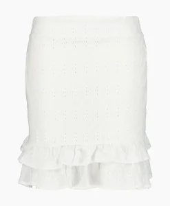 Alix The Label Minirok Knitted Jersey Broderie Skirt Off White