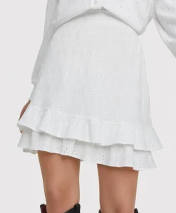 Alix The Label Minirok Knitted Jersey Broderie Skirt Off White