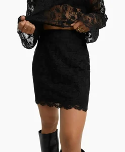 Alix The Label Minirok Ladies Woven Lace Mini Zwart