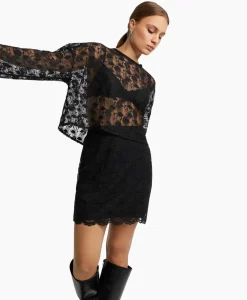Alix The Label Minirok Ladies Woven Lace Mini Zwart