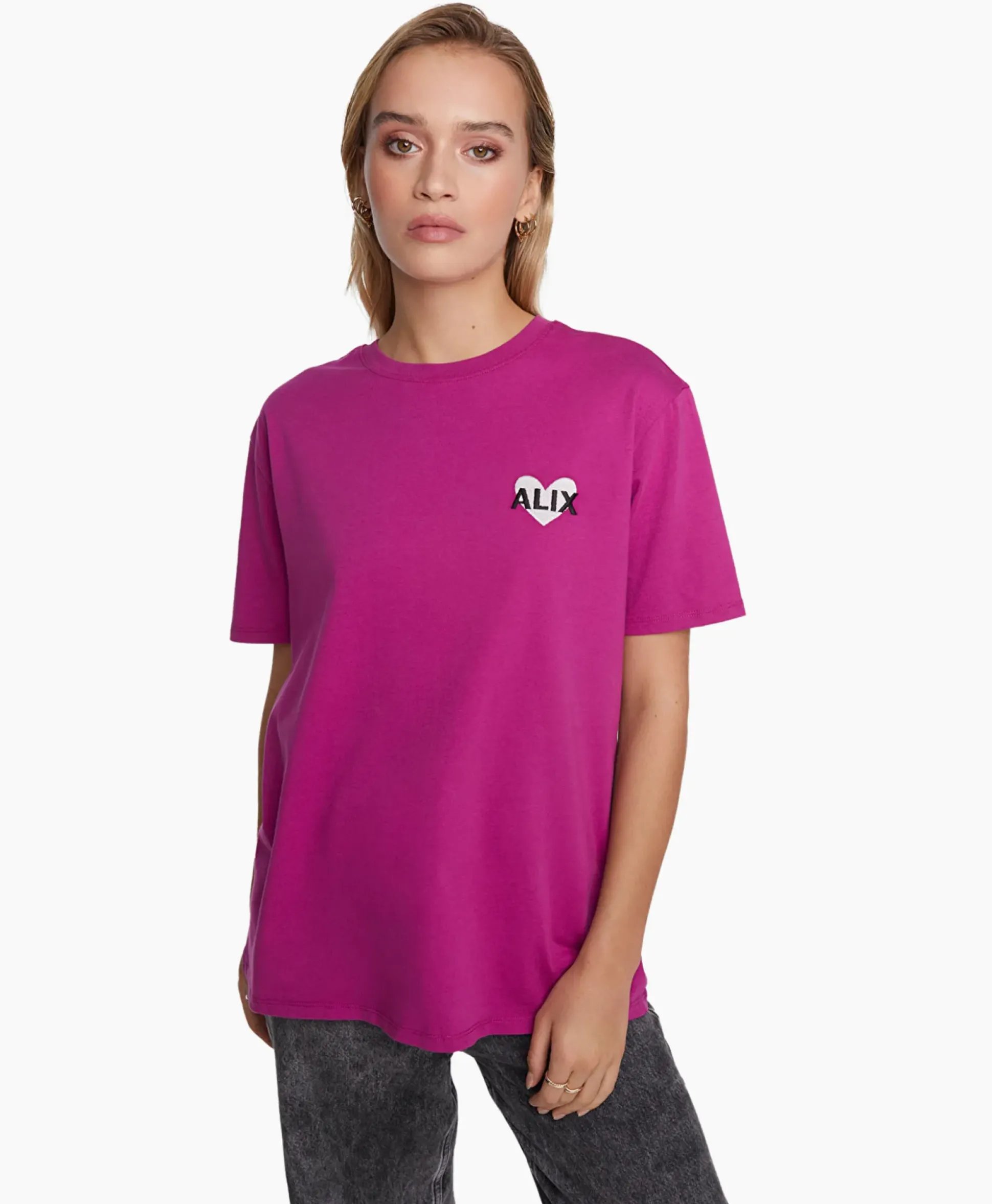 Alix The Label T-Shirt Korte Mouw Knitted Alix Heart Bordeaux