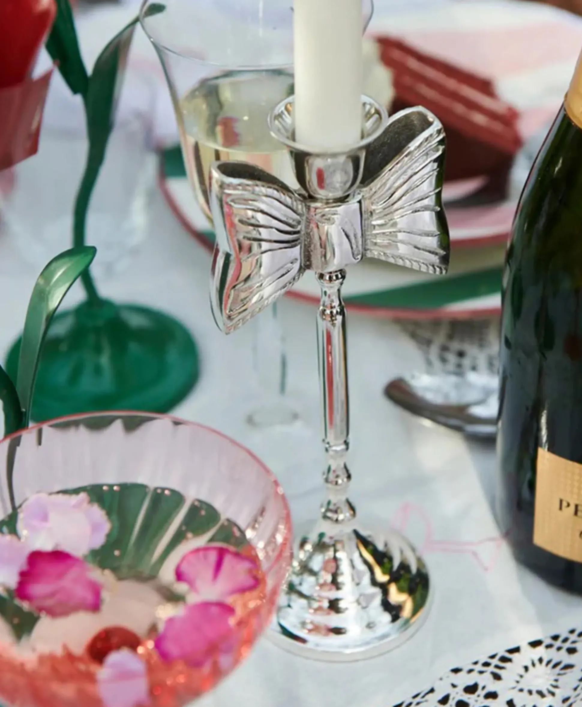 Anna+Nina Accessoires Lady Bow Candle Holder Zilver