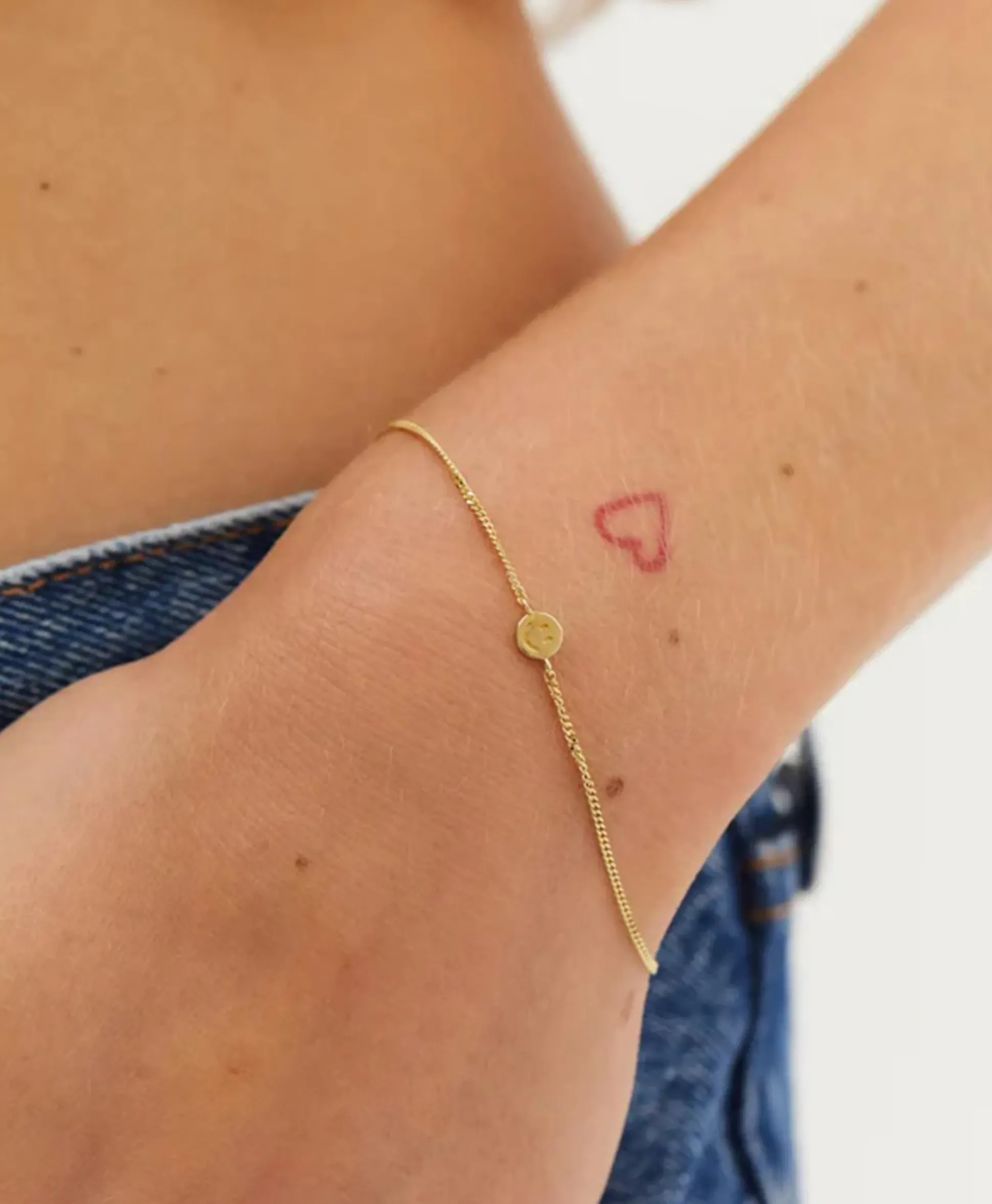 Anna+Nina Armband Smiley Bracelet Silver Goldplated Goud