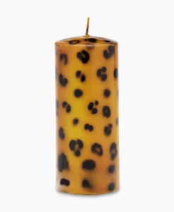 Anna+Nina Kaars Large Leopard Print Pillar Candle Bruin