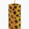 Anna+Nina Kaars Small Leopard Print Pillar Candle Bruin