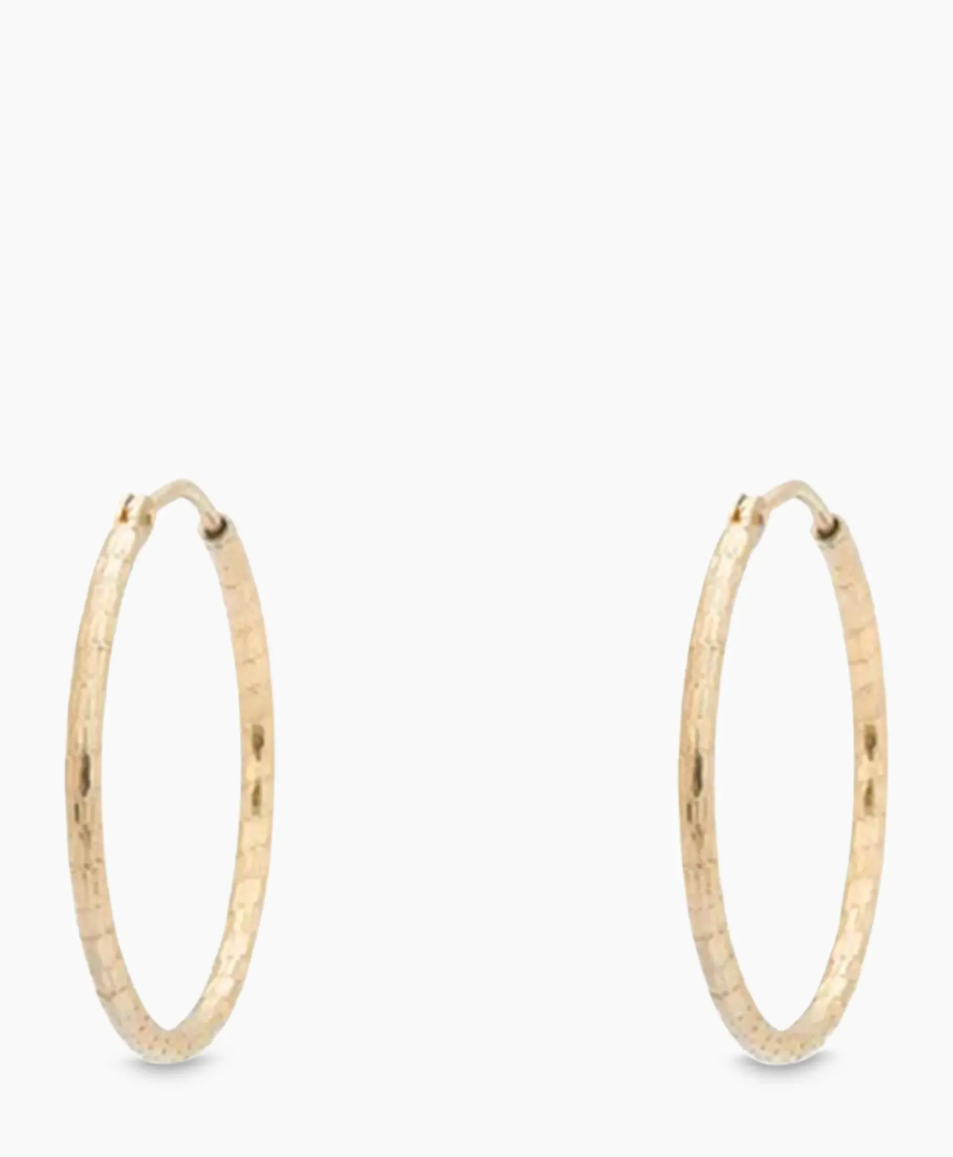Anna+Nina Oorbellen Hammered Plain Hoop Earrings Xl Silver G Goud