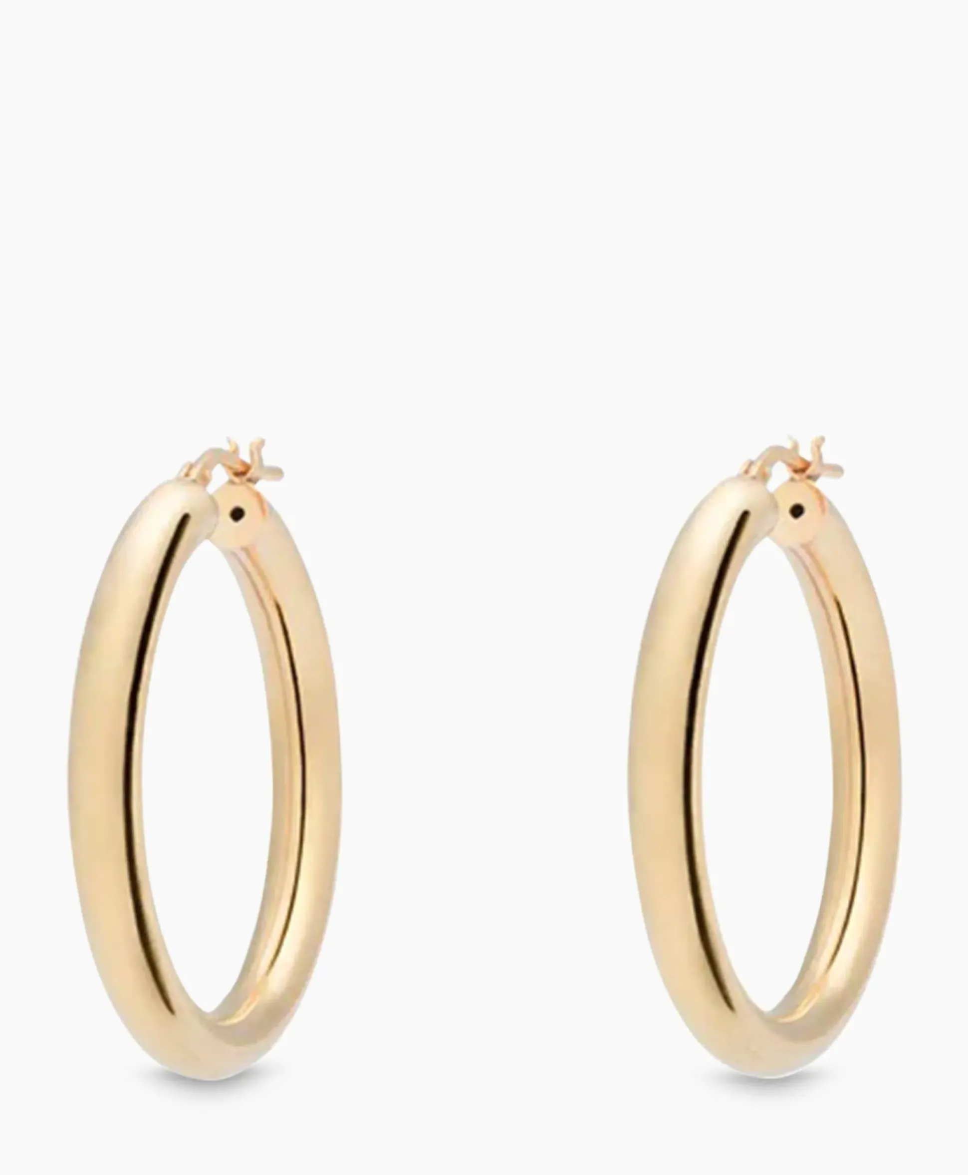 Anna+Nina Oorbellen Round Plain Hoop Earrings Silver Goldpla Goud