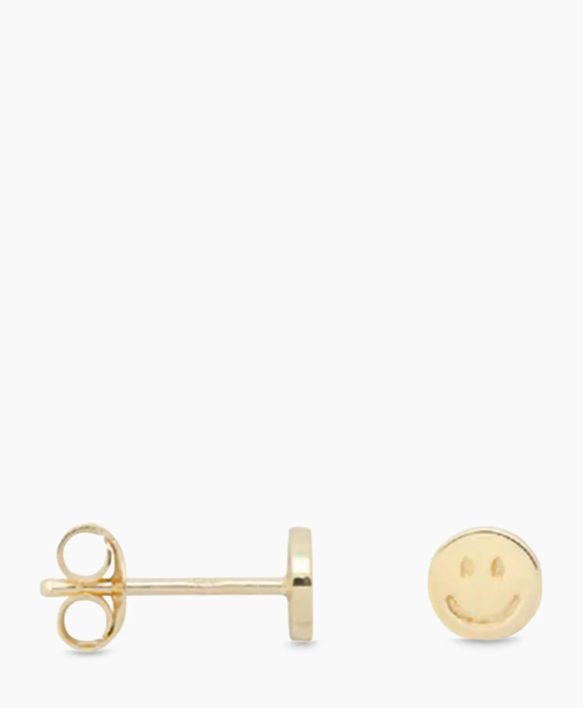 Anna+Nina Oorbellen Single Smiley Stud Silver Goldplated Goud