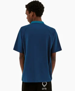 Arte Antwerp T-Shirt Korte Mouw Sport Fleece Arte Chest Contras Donker Blauw