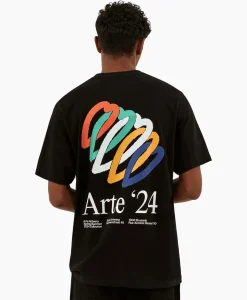 Arte Antwerp T-Shirt Korte Mouw Heart Rings Back Print Zwart