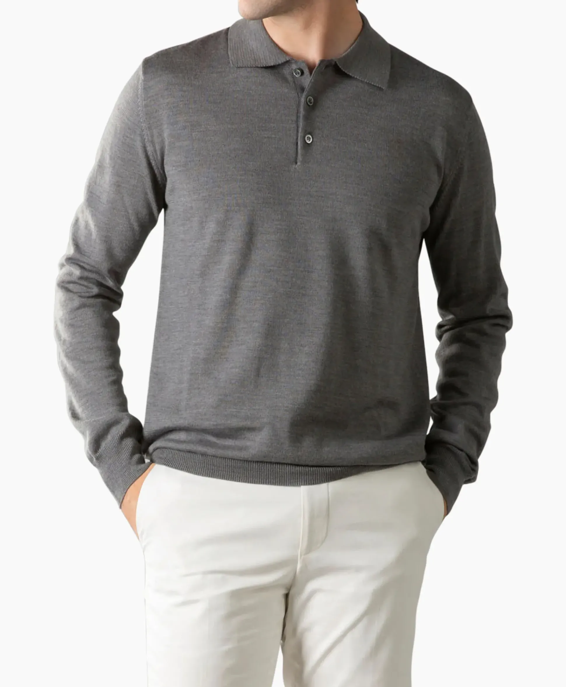 Aurelien Aurelien Polo Longsleeve Donker Grijs
