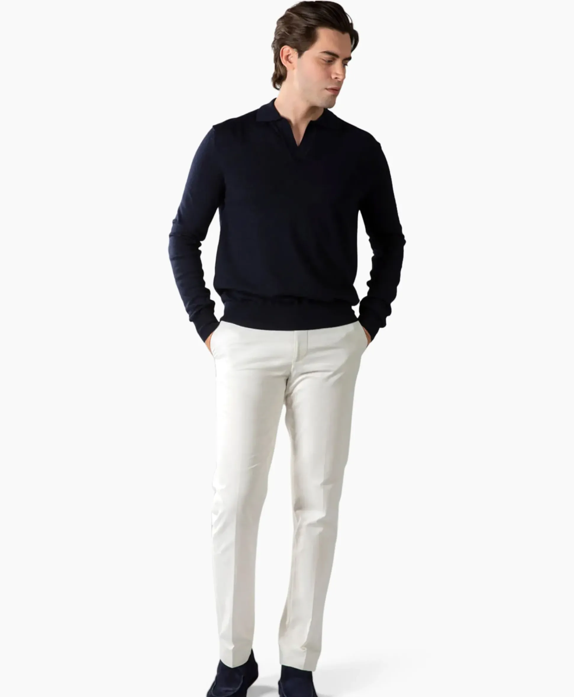 Aurelien Aurelien Pullover Buttonless Polo L Donker Blauw