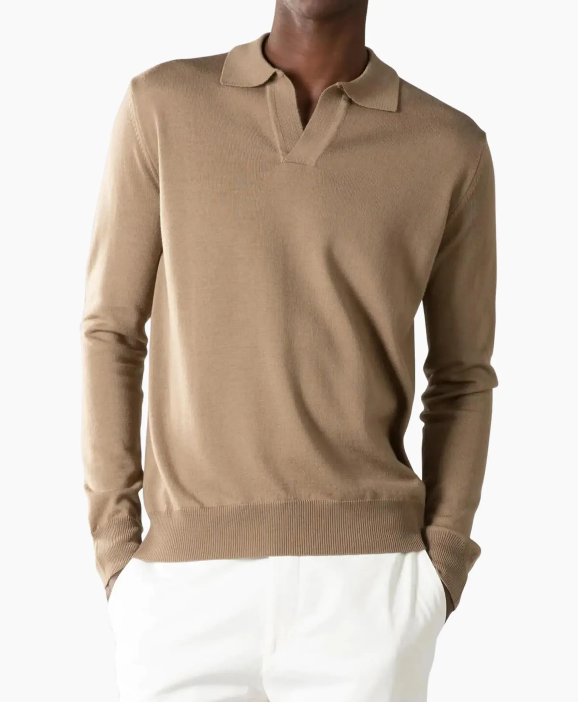 Aurelien Aurelien Pullover Buttonless Polo L Taupe