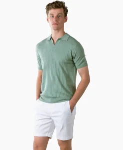 Aurelien Polo Buttonles Ribsl Groen
