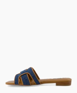 Bibi Lou Sandaal Zonder Hak Leather + Linnen Bruin