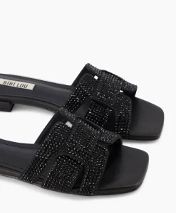 Bibi Lou Sandaal Zonder Hak Strass Zwart