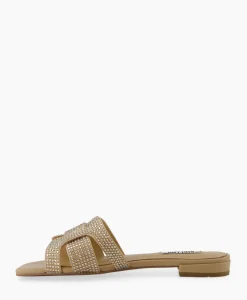 Bibi Lou Sandaal Zonder Hak Strass Beige