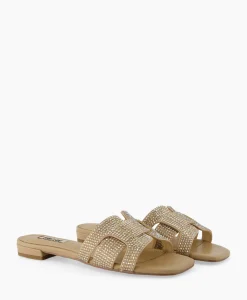 Bibi Lou Sandaal Zonder Hak Strass Beige