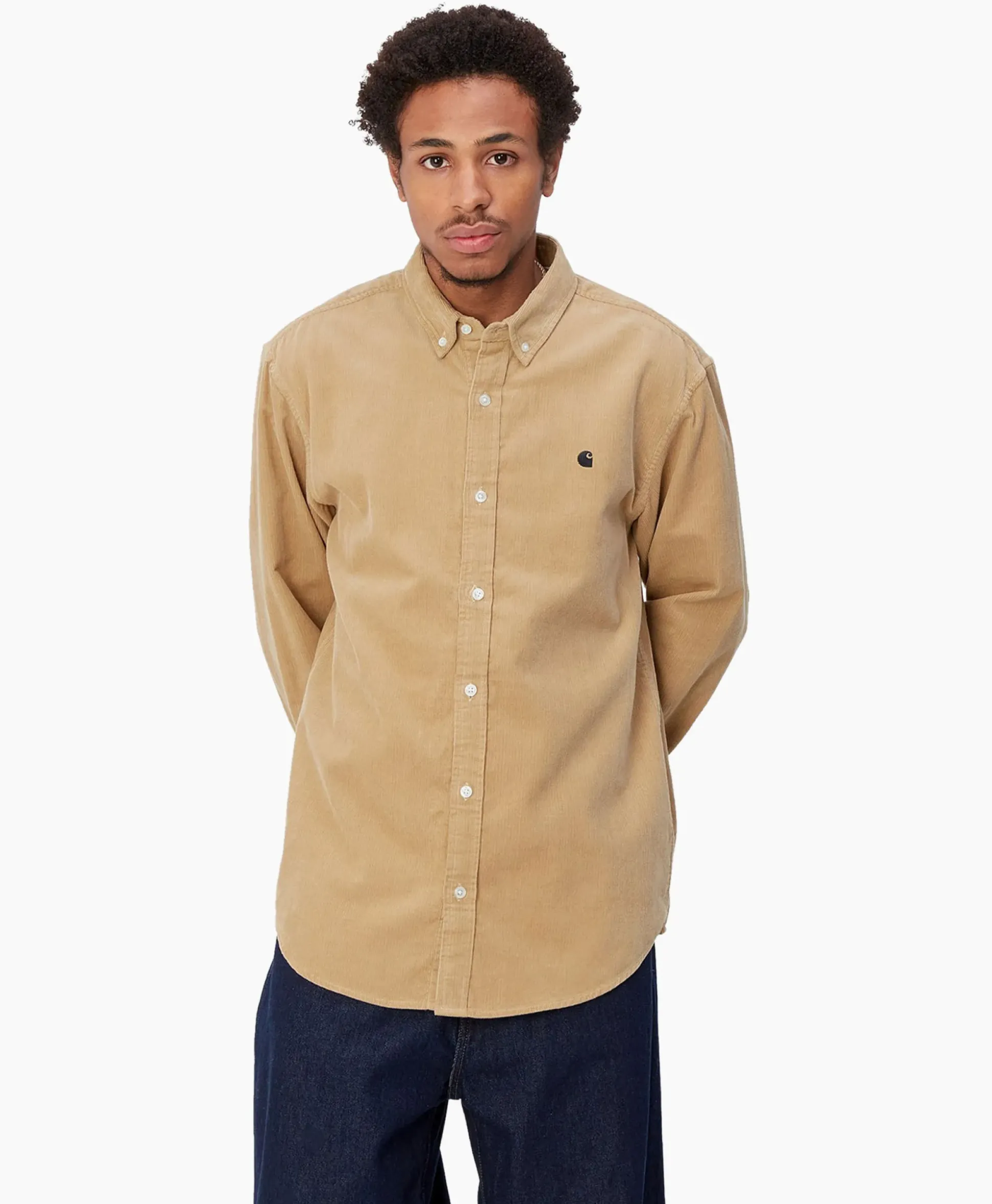 Carhartt Wip Overhemd L/S Madison Fine Cord Beige
