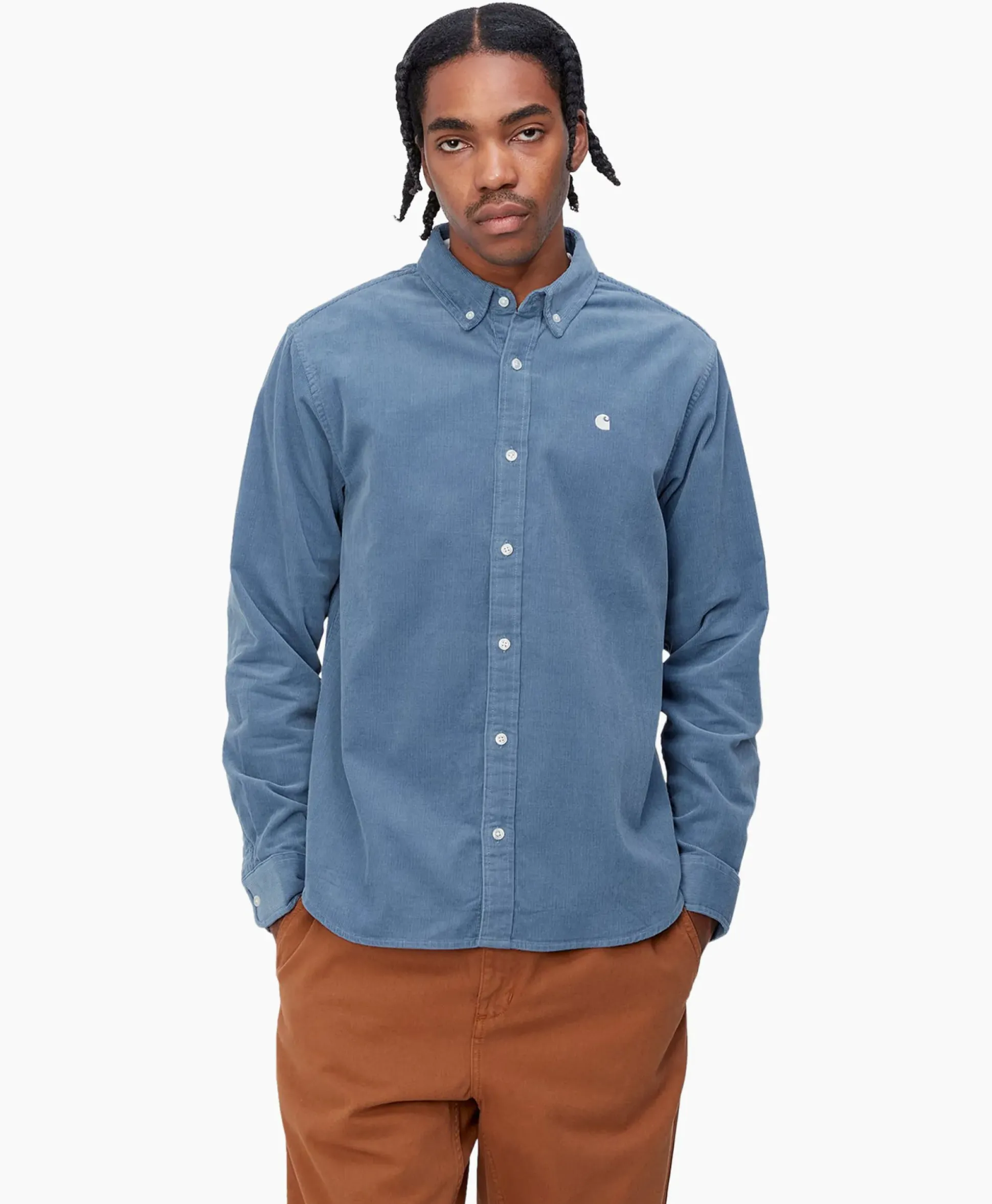 Carhartt Wip Overhemd L/S Madison Fine Cord Blauw