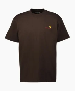 Carhartt Wip T-Shirt S/S American Script Organic Cotton Donker Bruin