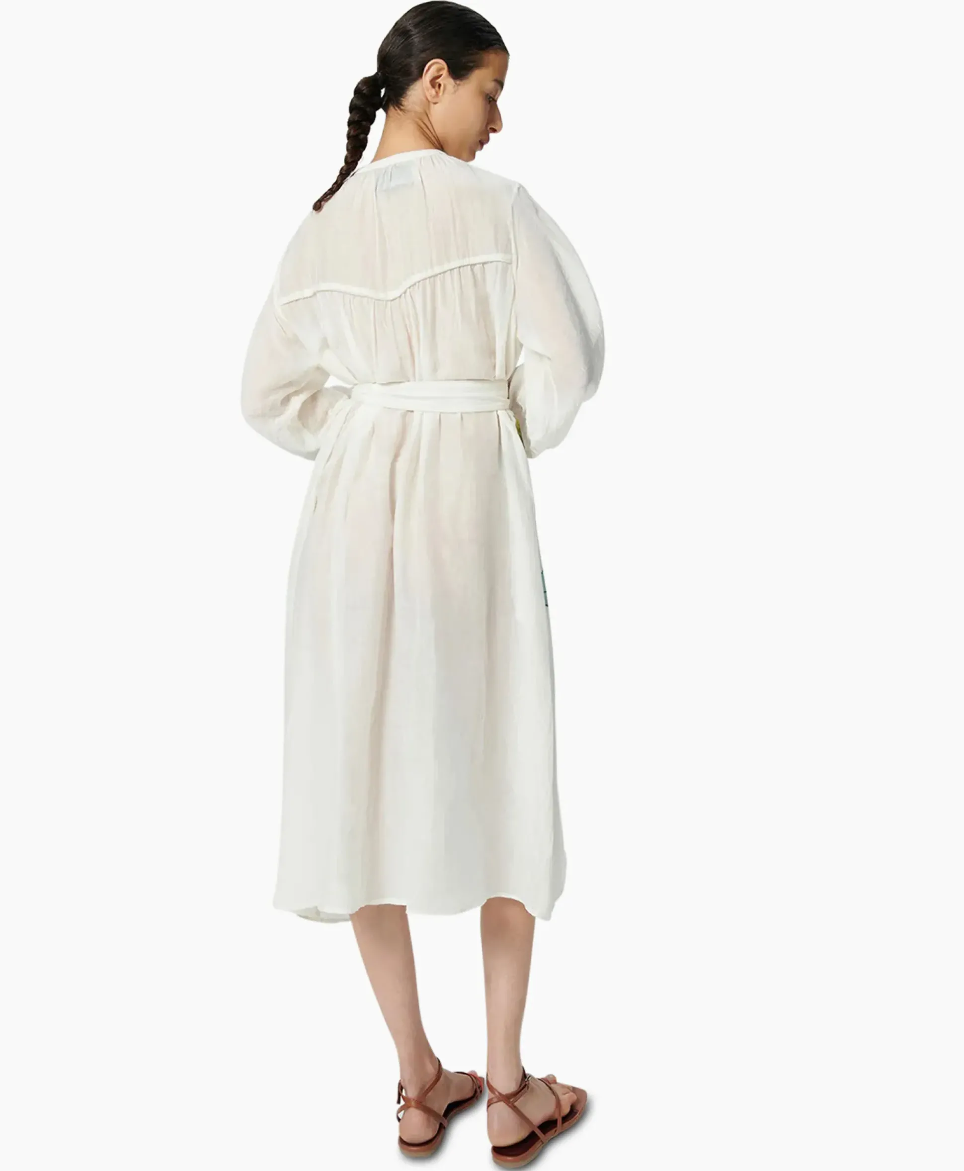 Chufy Maxi Jurk Daisy Embroidered Blauw