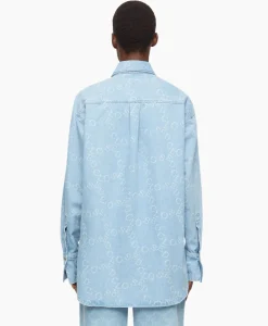 Closed Blouse Boxy Long Sleeve Licht Blauw