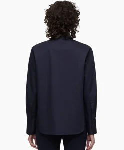 Closed Blouse Open Neck Tunic Donker Blauw
