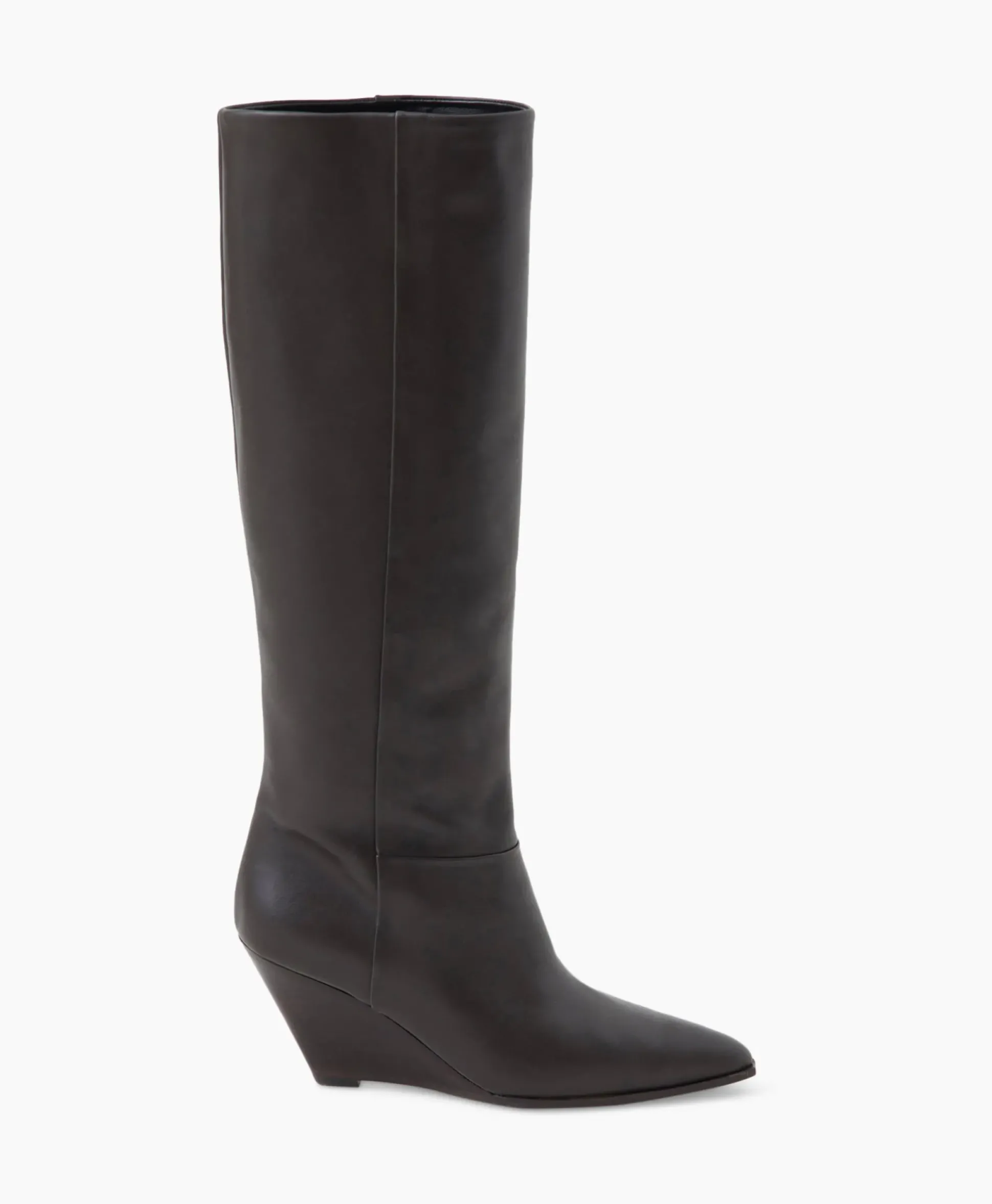 Closed Lange Laars Wedge Boot Donker Bruin