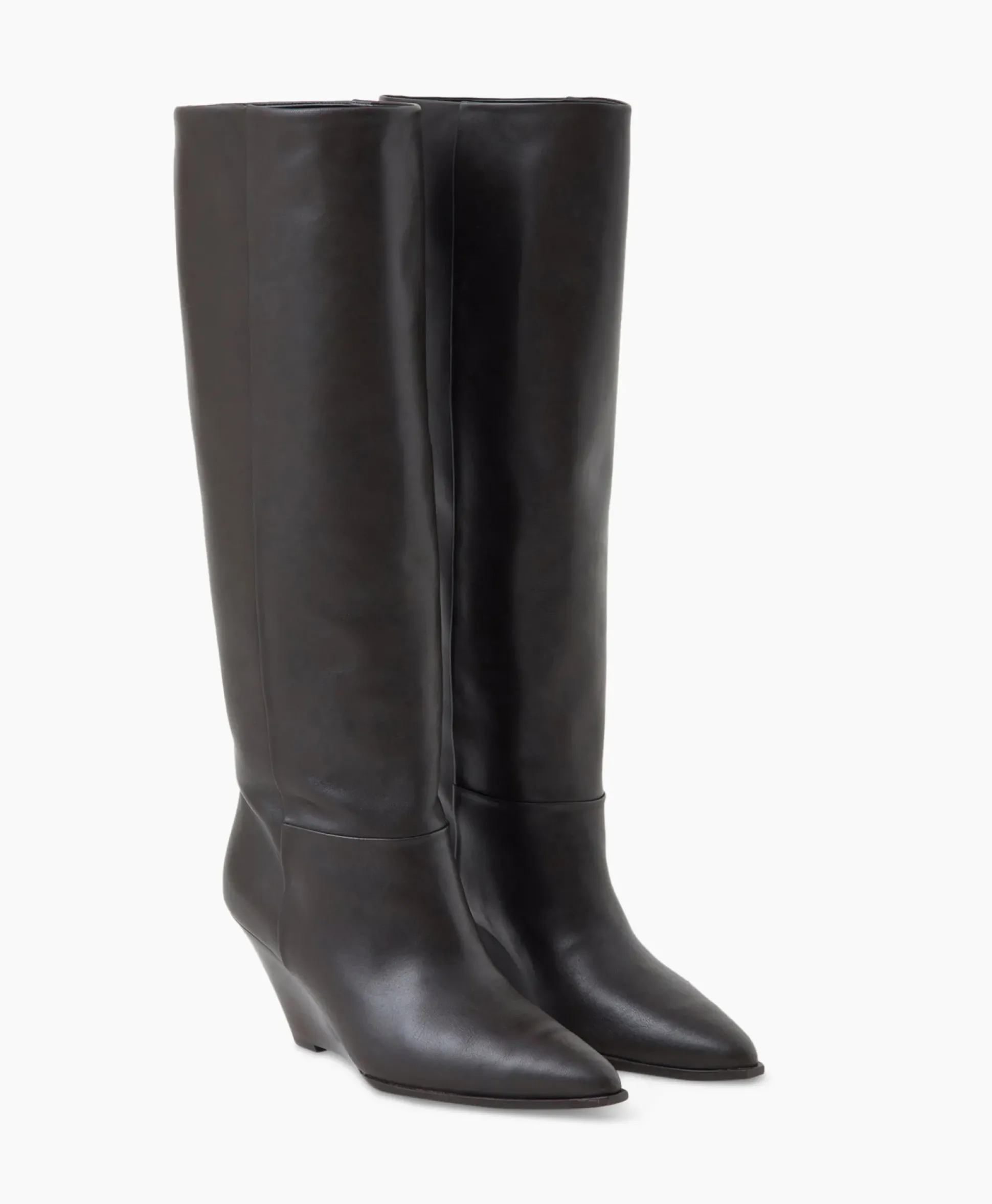 Closed Lange Laars Wedge Boot Donker Bruin