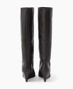Closed Lange Laars Wedge Boot Donker Bruin