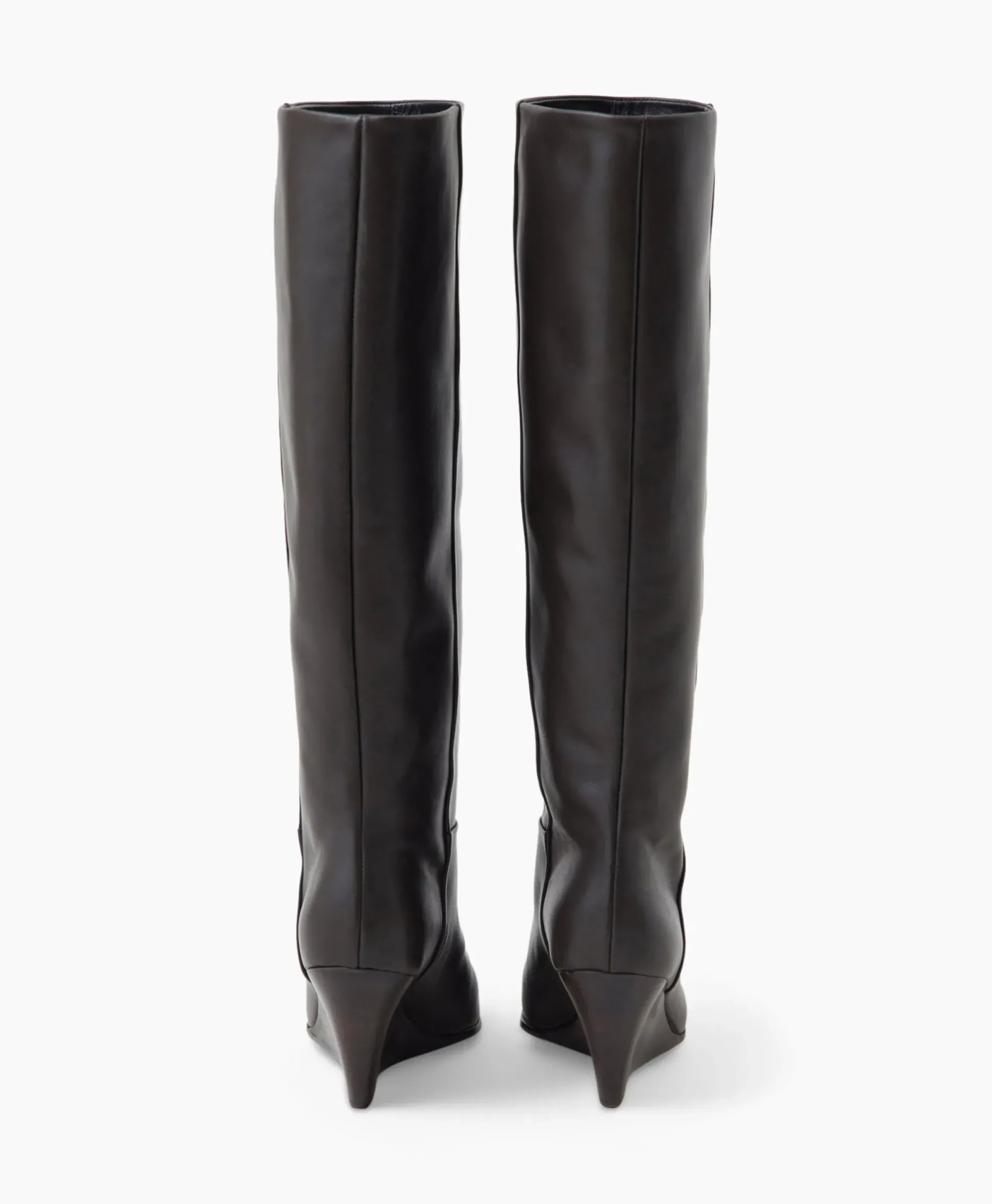 Closed Lange Laars Wedge Boot Donker Bruin