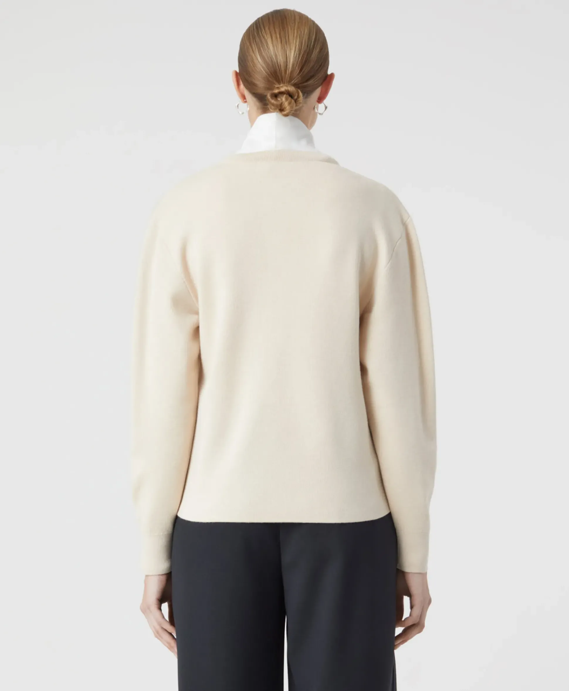 Closed Pullover Crew Neck Henley Beige