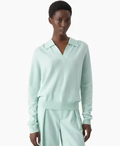 Closed Pullover Polo Longsleeve Groen