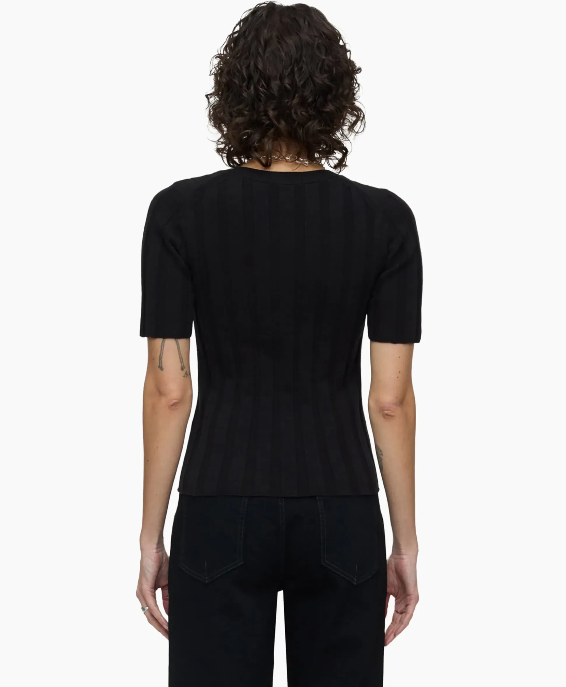 Closed Top Crew Neck Short Sleeve Zwart