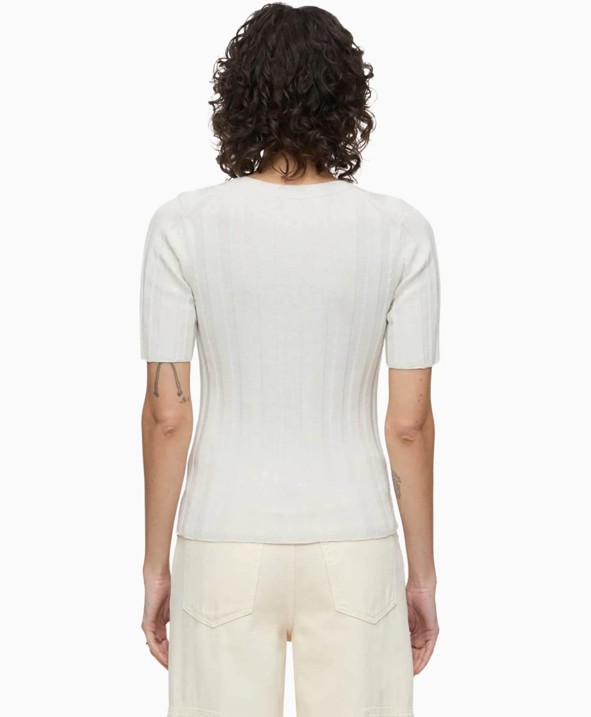 Closed Top Crew Neck Short Sleeve Ecru