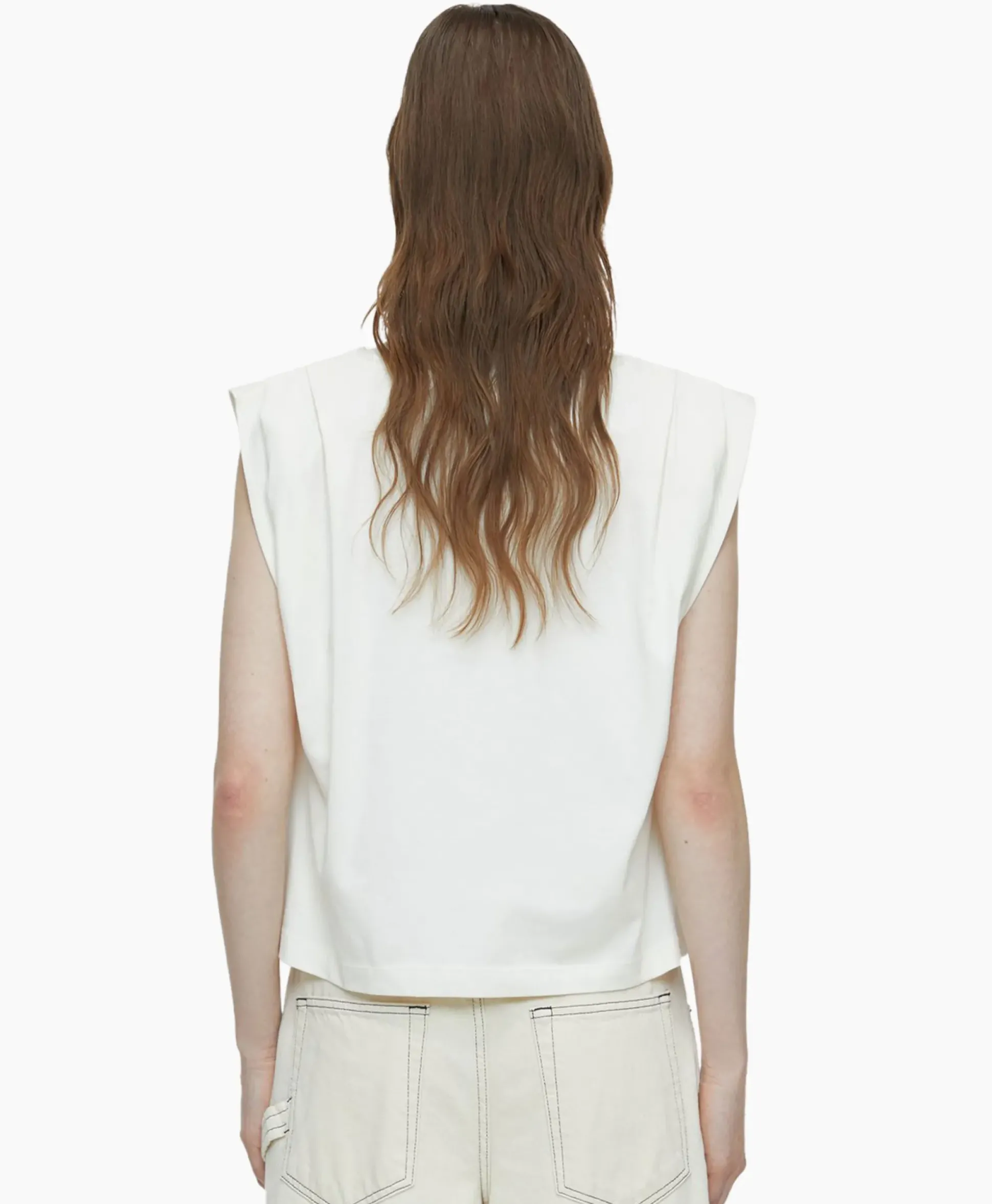 Closed Top Pleated Sleeveless Off White