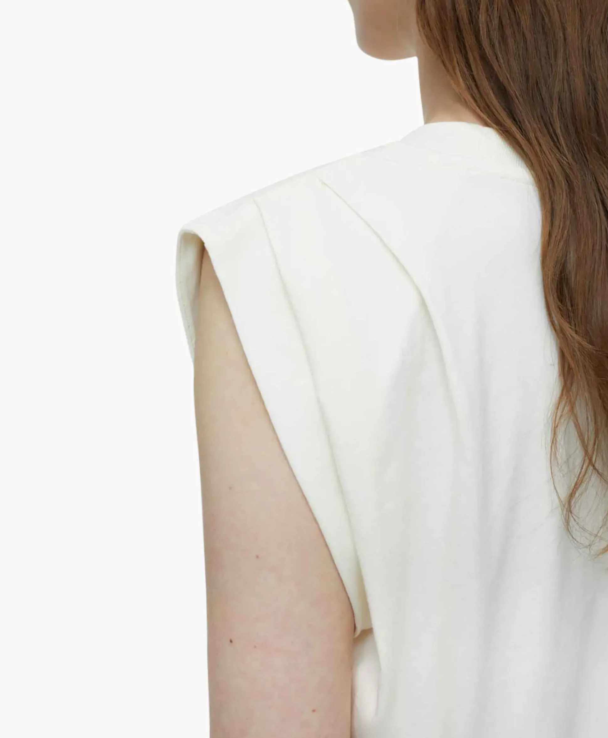 Closed Top Pleated Sleeveless Off White
