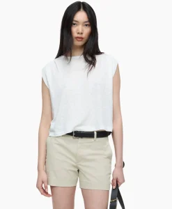 Closed Top Pleated Sleeveless Ecru
