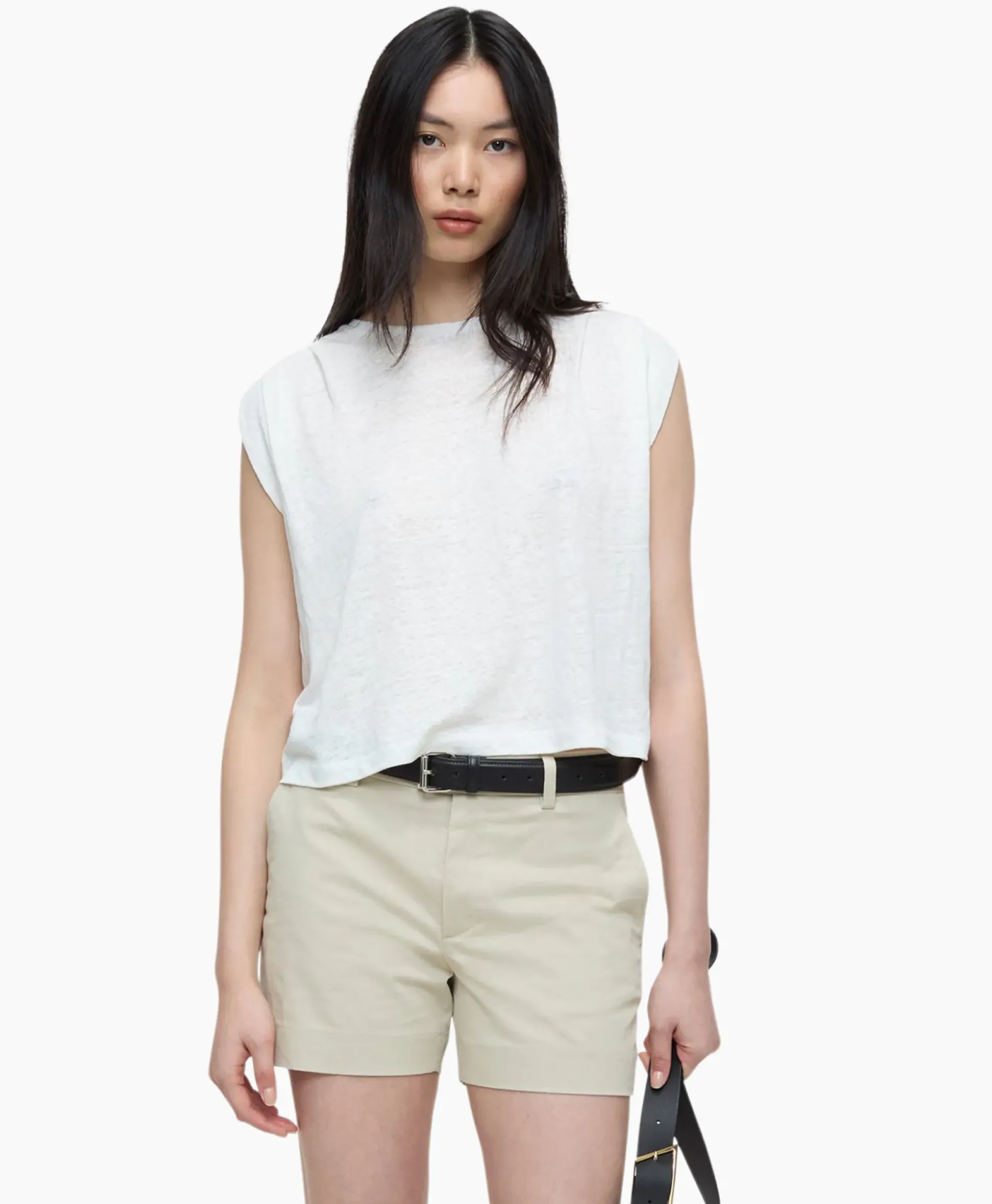 Closed Top Pleated Sleeveless Ecru