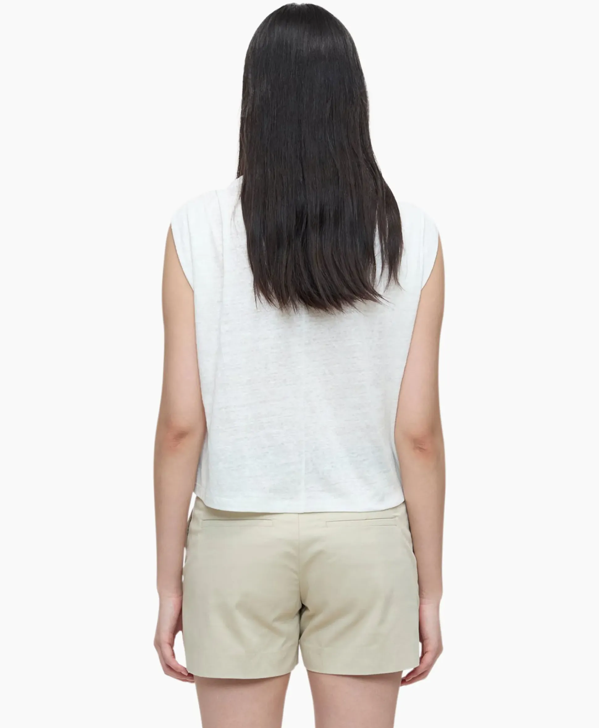 Closed Top Pleated Sleeveless Ecru